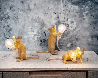 Maus Ratte Kunstharz Lampe Licht | Kleine Tischlampe Maus Ratte | Nachttischlampe | Wohnzimmer Schlafzimmer Maus Lampe | Nachtlicht | Wohndekor