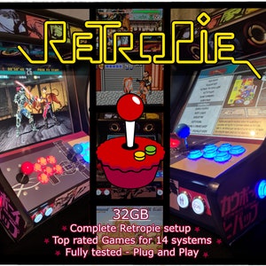 32GB Ultimate RetroPie gaming image for Raspberry Pi 3&4 -  100% plug and play setup - with 1300 top rated games on 14 amazing systems.