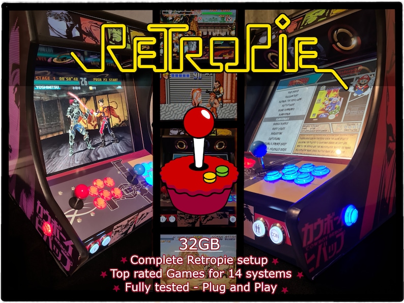 32GB Ultimate RetroPie gaming image for Raspberry Pi 3&4 100% plug and play setup with 1300 top rated games on 14 amazing systems. image 1