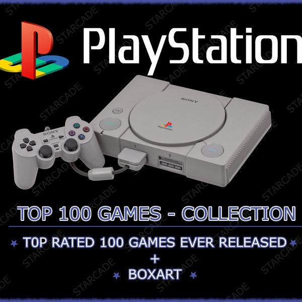¡78GB! - Colección de los 100 mejores Rom de PlayStation 1 - Colección seleccionada personalmente de los 100 juegos mejor clasificados + BoxArt para cada juego de PS1 lanzado.