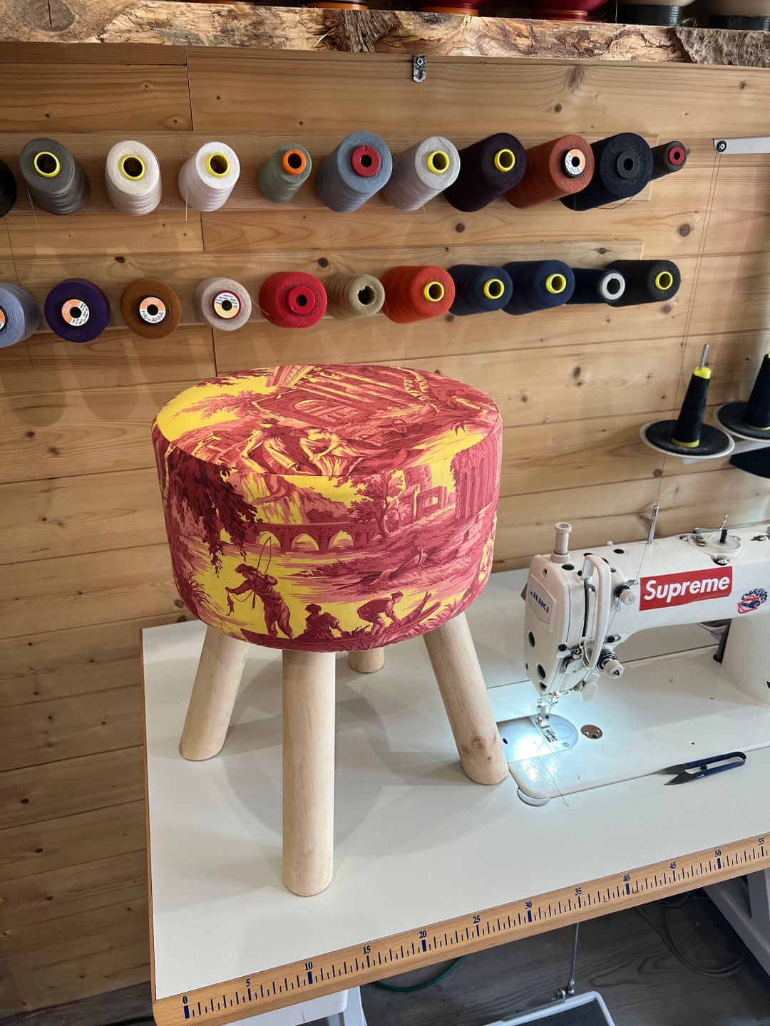 Toile De Jouy Pouf, Toile De Jouy Stool - Etsy