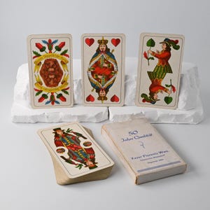 Historical advertising Skat deck &quot;Finest Double-Picture Card&quot; // ASS Altenburg // German deck // Xaver Florentz Chemnitz // 1930s