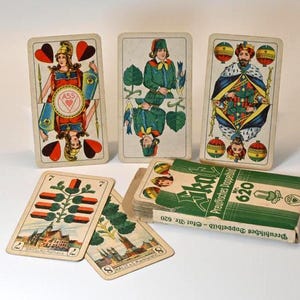 Gioco di carte // Skat // Carte da gioco Altenburger // Mazzo doppio prussiano // Gioco di Skat in scatola pieghevole // Mazzo tedesco // Anni &#39;40