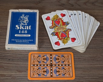 Skat, Kartenspiel, VEB Altenburg, Skat mit Damen, Kornblume, Skat 148, Coeur, DDR um 1964