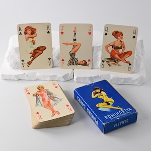 Vintage Pin-Up Kartenspiel Rommé // Römikártya-Ungarn //  Piatnik-Budapest // Bridge, Canasta, Poker, Whist // Sammlerstück // 1960er Jahre