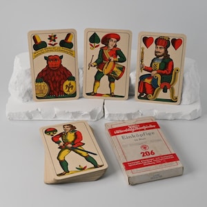 Gioco di carte // Skat // Carte da gioco Altenburger // Una testa con motivo Praga / Motivo Boemo // Mazzo tedesco // Anni '40