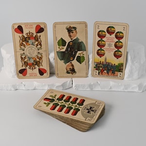 Juego de cartas // Skat // Baraja Altenburger // Baraja de guerra alemana n.° 194 // Imperio alemán // Baraja alemana // de 1915
