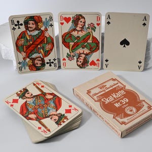 Gioco di carte // Skat // Carte da gioco Altenburger // Mazzo francese // Scatola pieghevole / Anni '40