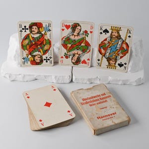 Antikes Werbe-Skatspiel „Straßenbahngüterdienst Hannover“ // Altenburger & Stralsunder Spielkarten // Französisches Blatt // 1930er Jahre
