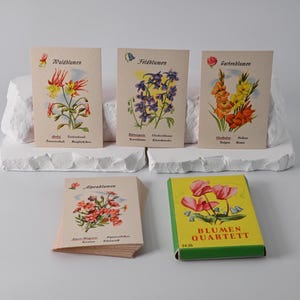 Kaartspel // Kwartet // Kinderspeelgoed // Bloemenkwartet // Antiek speelgoed // Plantenkwartet // Jaren 50