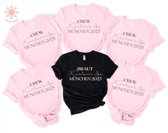 Personalisiertes T-Shirt für Junggesellinnenabschied 2025, Ich heirate, Bachelorette Shirt,  t shirt jga braut, Trauzeugin, Braut & Crew