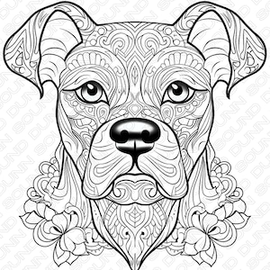 Mandala Dog Style Coloring Book Pages - Bundle of ten 8.5 x 8.5 images. (Bundle#1)