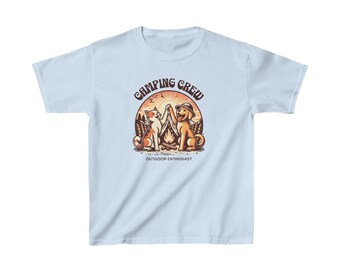 Camping Crew with Friendly Cat and Dog Style Kids Heavy Cotton™ Tee