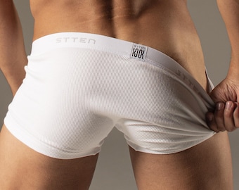White Ribbed Cotton Trunk | Minimalist Underwear | Classic Boxer