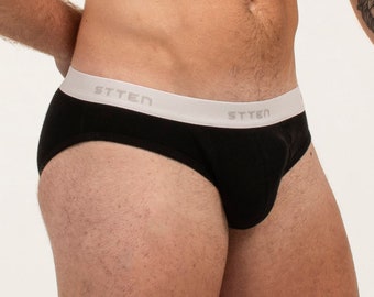 Slip Color Negro // Calzoncillos Algodón Acanalado 190gsm // Ropa Interior Para Hombre // Hecho En Europa