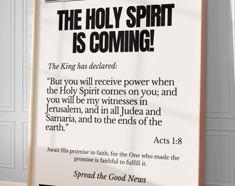 Acts 1 8 But You Will Receive Power Come Holy Spirit Print The Good News Bible Wall Art Trendy Christian Wall Art Church Classroom Decor