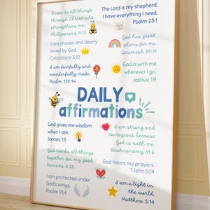 Blue Daily Bible Affirmations for Kids Boys Bible Verse Printable Cute Christian Affirmations For Boys Room Christian Boy Nursery Artwork
