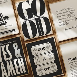 6er-Set Ästhetisches Bibelvers-Poster-Paket, Jugendzimmer-Dekor-Paket, christliches Wohnheim-Wandkunst-Set, neutrales christliches Poster für Teenager