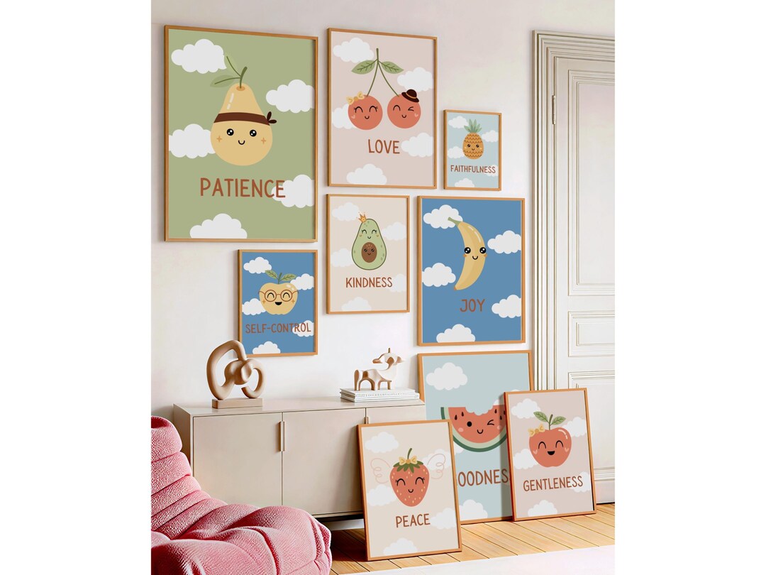 Fruits of the Spirit Wall Art for Kids Ministry Decor Colorful ...