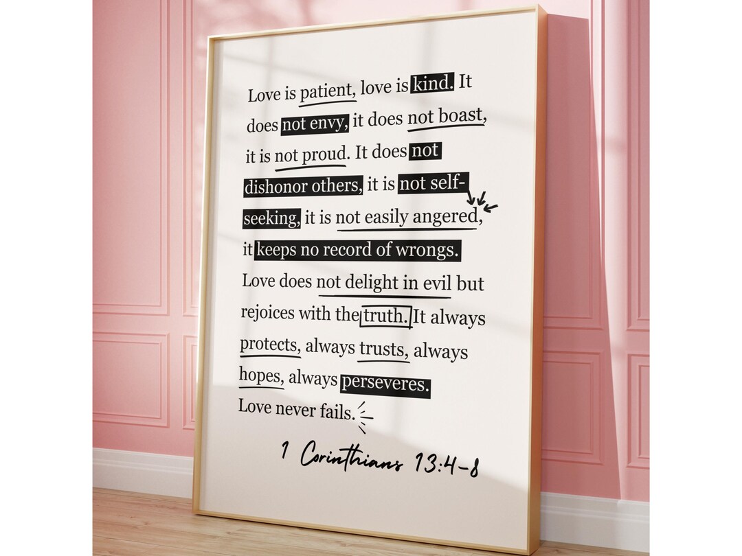 1 Corinthians 13 Print Love is Patient Love is Kind Trendy Christian ...