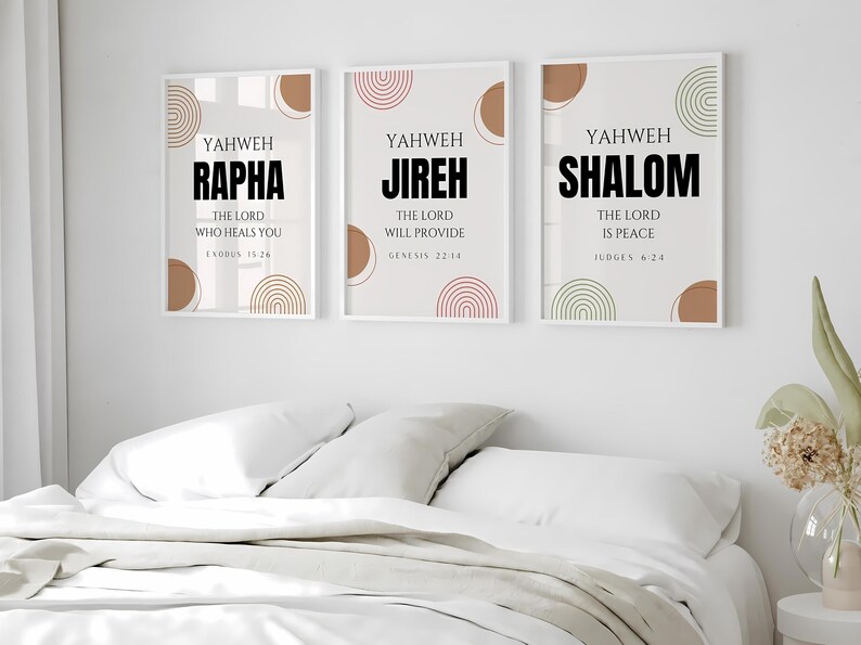 Hebrew Names of God Wall Art Printable Poster Bible Verse Modern ...