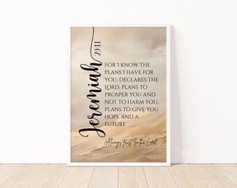 Jeremiah 29 11 Wall Art Printable Modern Christian Art Large Scripture Wall Art Christian Abstract Painting I know the Plans I Have For You