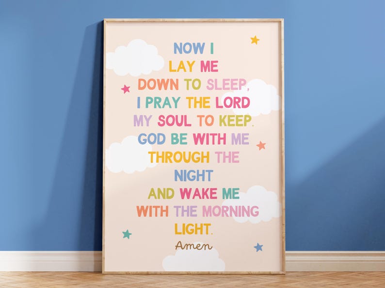 Now I Lay Me Down to Sleep Prayer Bedtime Prayer Poster Colorful ...