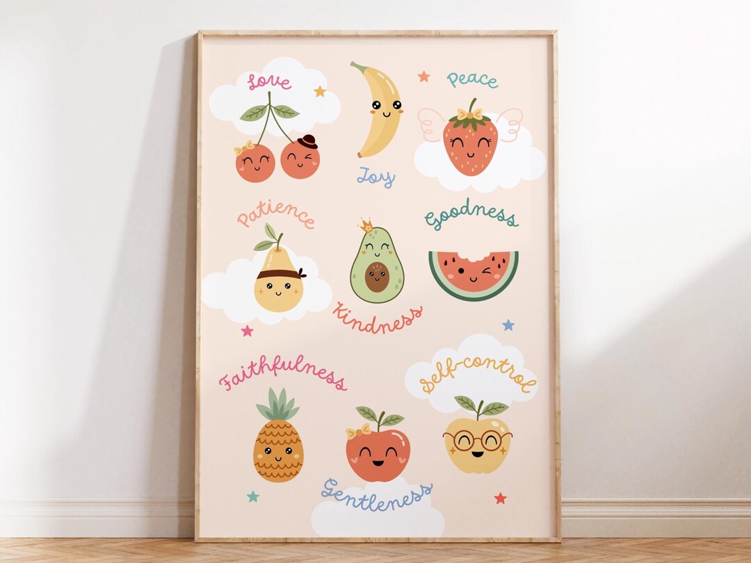 Fruits of the Spirit Wall Art for Kids Ministry Decor Colorful Children ...