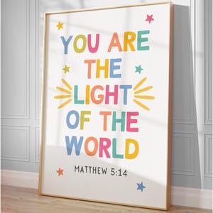 You Are the Light of the World Printable Colorful Children Bible Verse ...