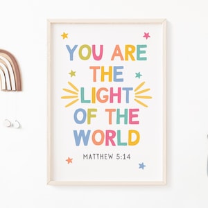 You Are the Light of the World Printable Colorful Children Bible Verse ...