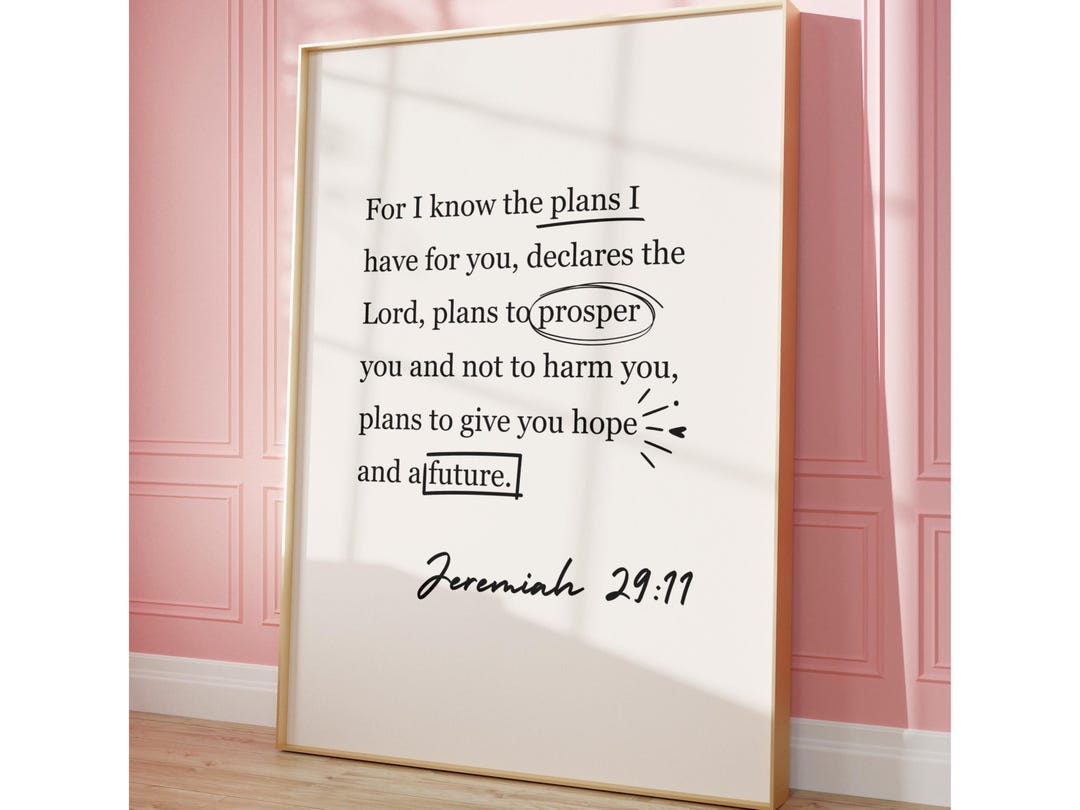 Jeremiah 29 11 Wall Art Printable Trendy Christian Wall Art Aesthetic ...
