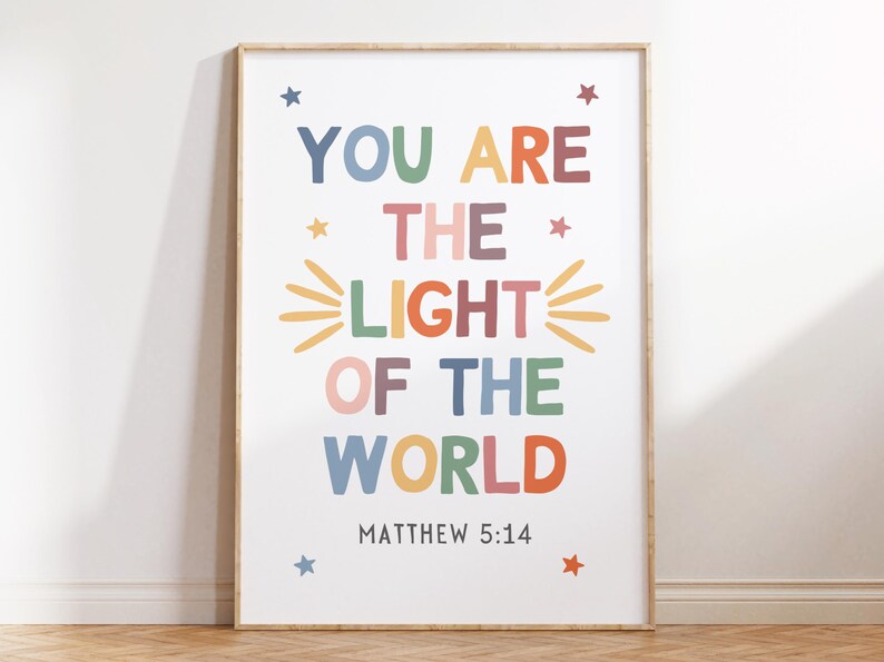 You Are the Light of the World Printable Colorful Children Bible Verse ...
