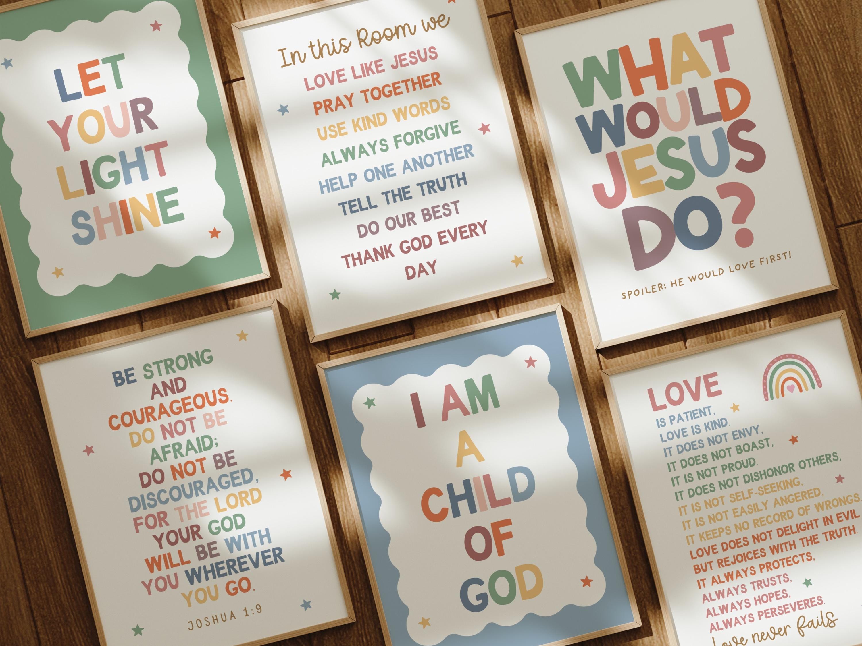 Set of 12 Children Bible Verse Wall Art for Kids Ministry Decor Bundle ...