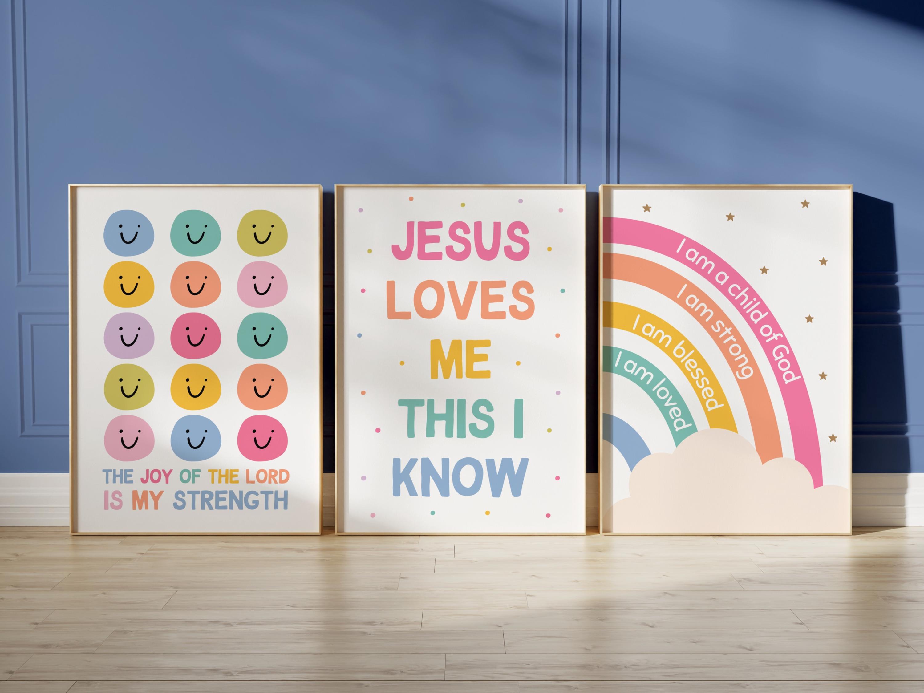 Set of 3 Children Bible Verse Wall Art for Kids Ministry Decor Bundle ...