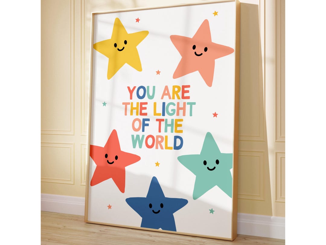 You Are the Light of the World Print Colorful Children Bible Verse Wall ...
