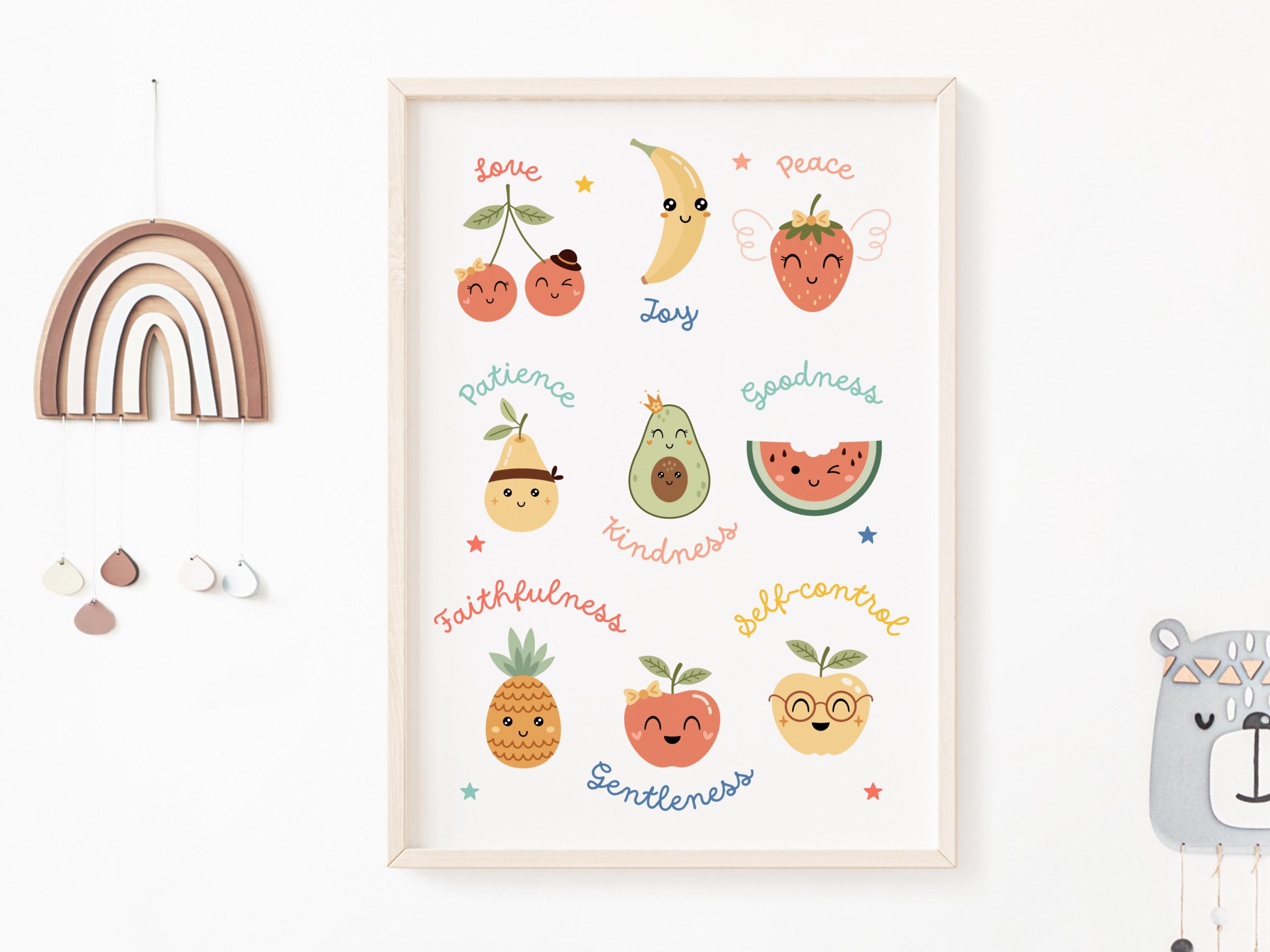 Fruits of the Spirit Wall Art for Kids Ministry Decor Colorful Children ...