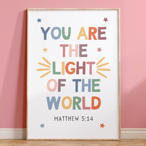You Are the Light of the World Printable Colorful Children Bible Verse ...