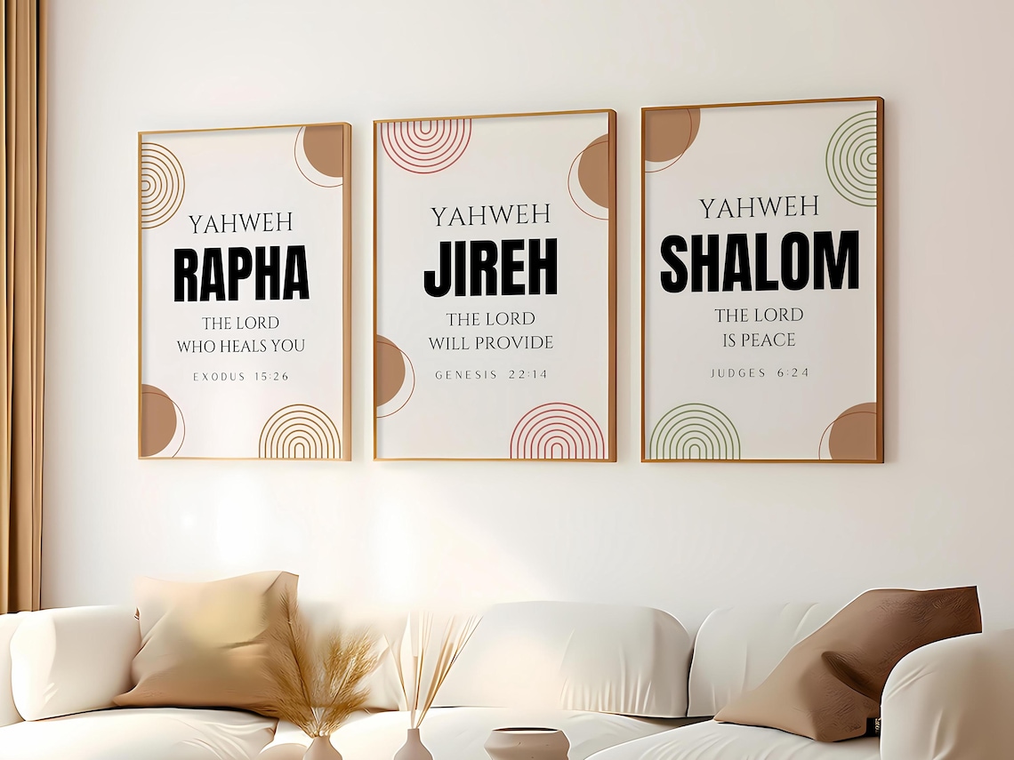 Hebrew Names of God Wall Art Printable Poster Bible Verse Modern ...