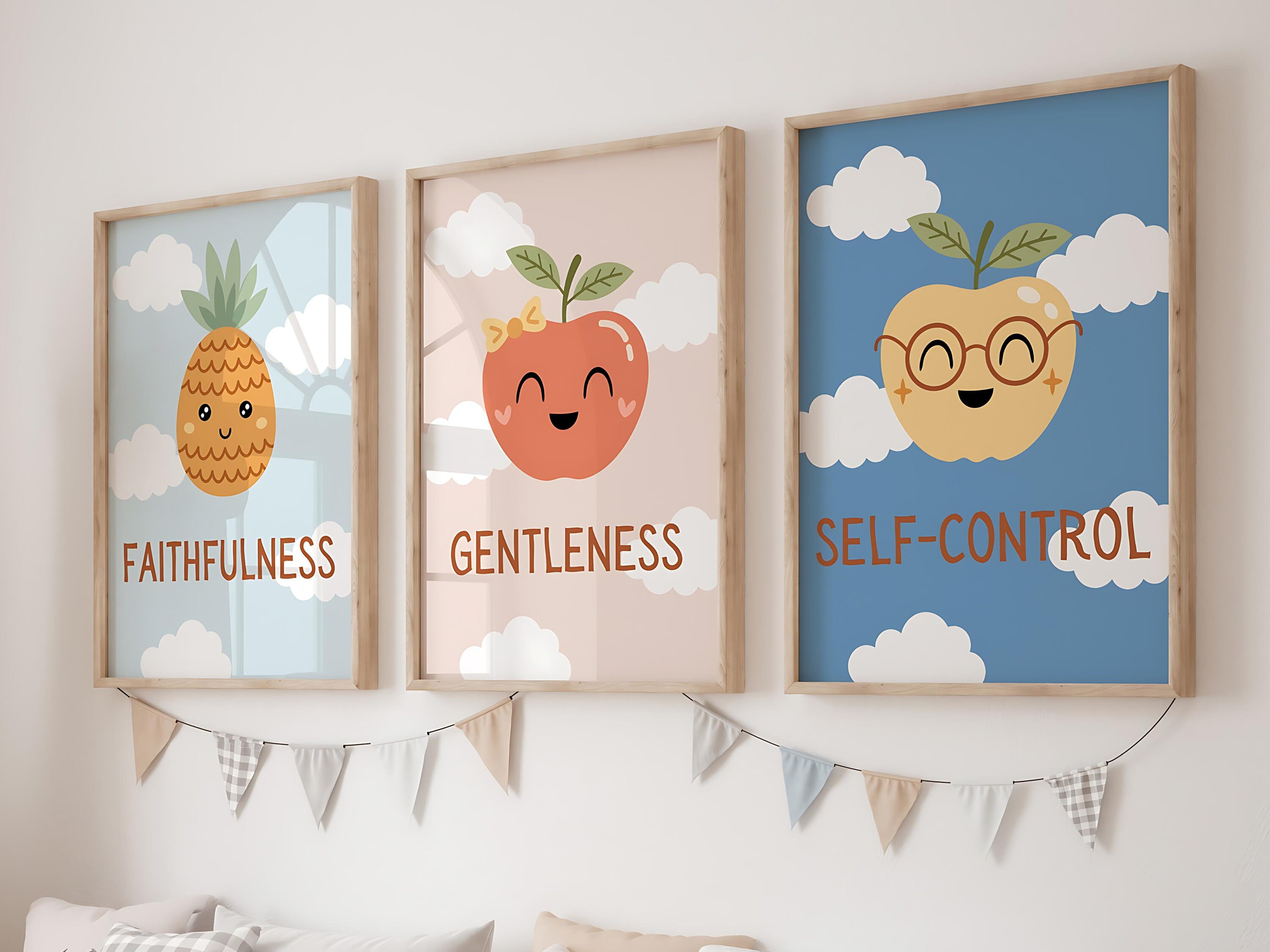 Set of 9 Fruits of the Spirit Wall Art Prints for Kids Christian ...