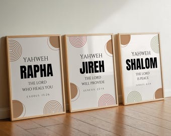 Hebrew Names Of God Wall Art Printable Poster Bible Verse Modern Christian Art Large Scripture Wall Art Yahweh Wall Art Cool Christian Print