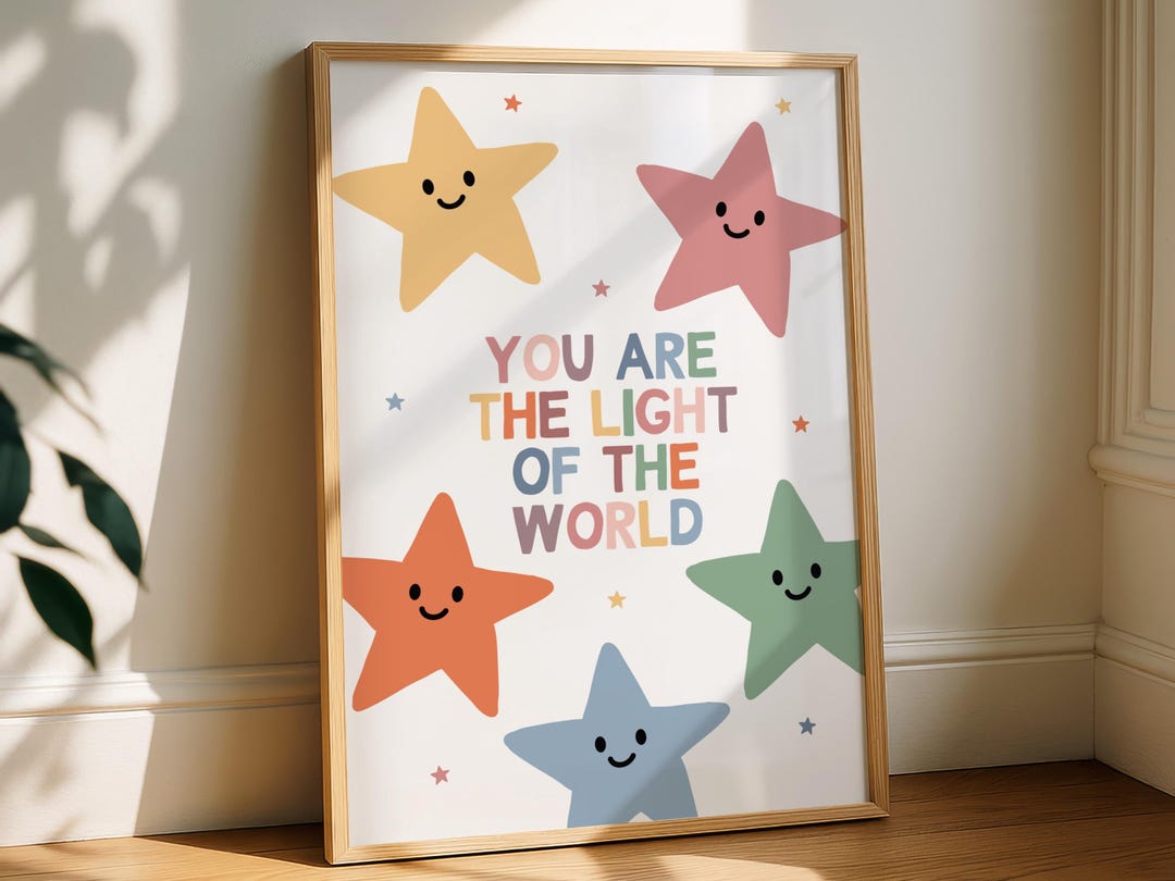 You Are the Light of the World Print Colorful Children Bible Verse Wall ...