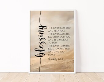 The Lord Bless you and keep you Numbers 6 24 26 Wall Art Printable Christian Artwork Minimalist Large Scripture Blessing for New Home Print