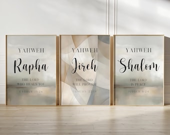 Hebrew Names Of God Wall Art Print Bible Verse Modern Christian Art Large Scripture Wall Art Home Decor Religious Art Yahweh Wall Art Decor