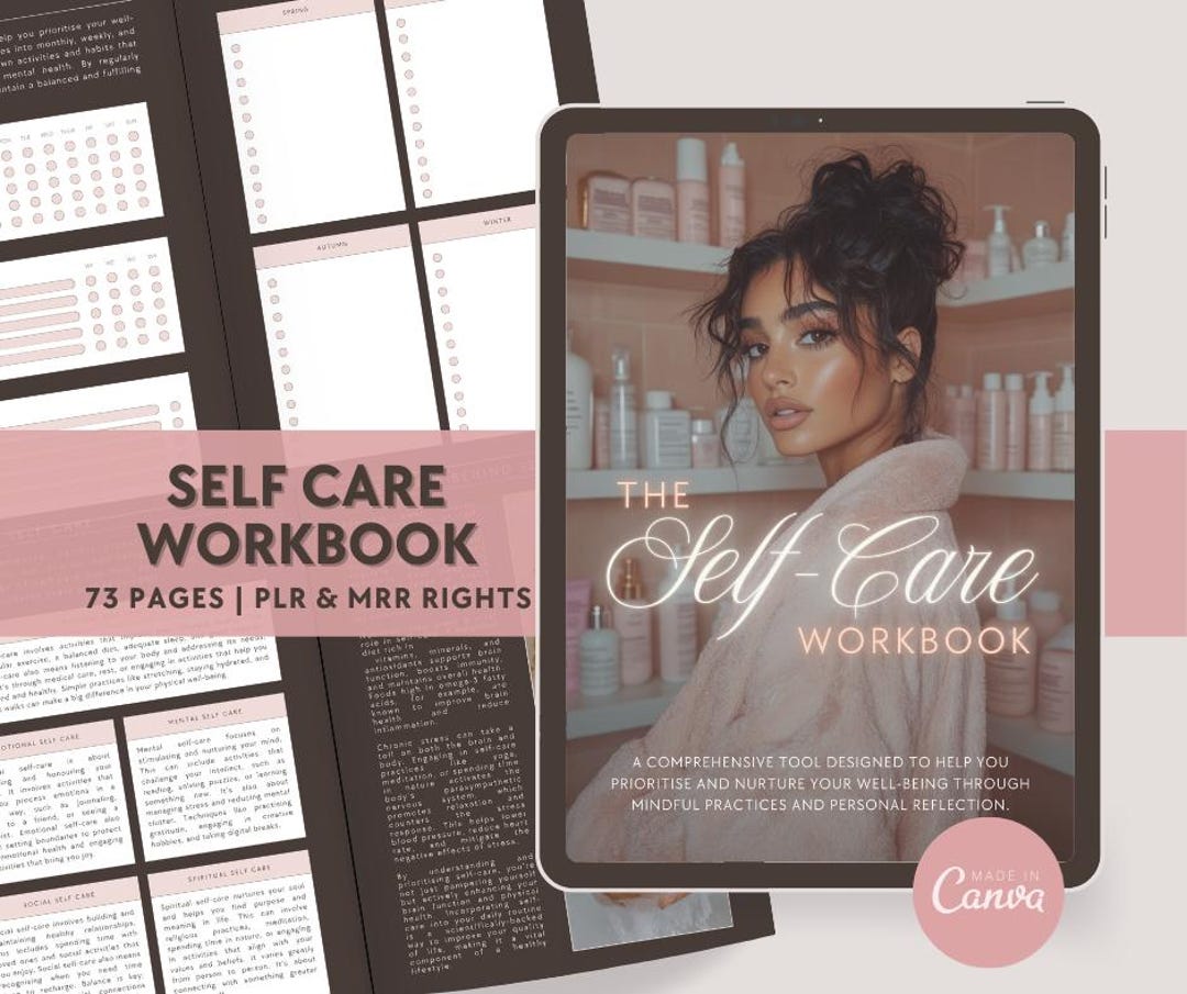 Self Care Workbook Canva Template, PLR MRR Resell, Wellness Ebook ...