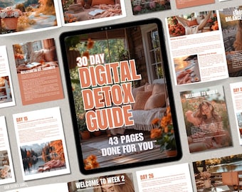 Guía de desintoxicación digital de 30 días: plantilla de Canva, libro electrónico PLR MRR