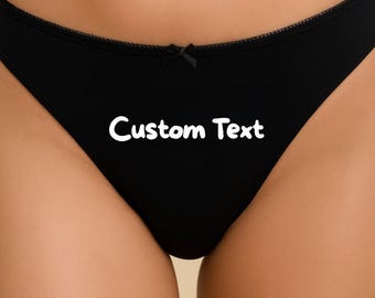 Custom Text Black Thong | Personalised Girlfriend Wife Birthday Anniversary Lingerie Gift