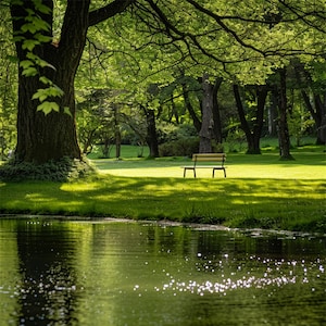 25 Peaceful Park Scene Clipart | Tranquil Nature Illustration | Serene Garden Artwork | Relaxing Digital Download | Tree and Bench Art