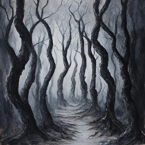 24 Dark Forest clipart, spookachtige boomgrens, fantasie landschap illustratie, gotische kunst, digitale download, commercieel gebruik clipart, kaarten maken