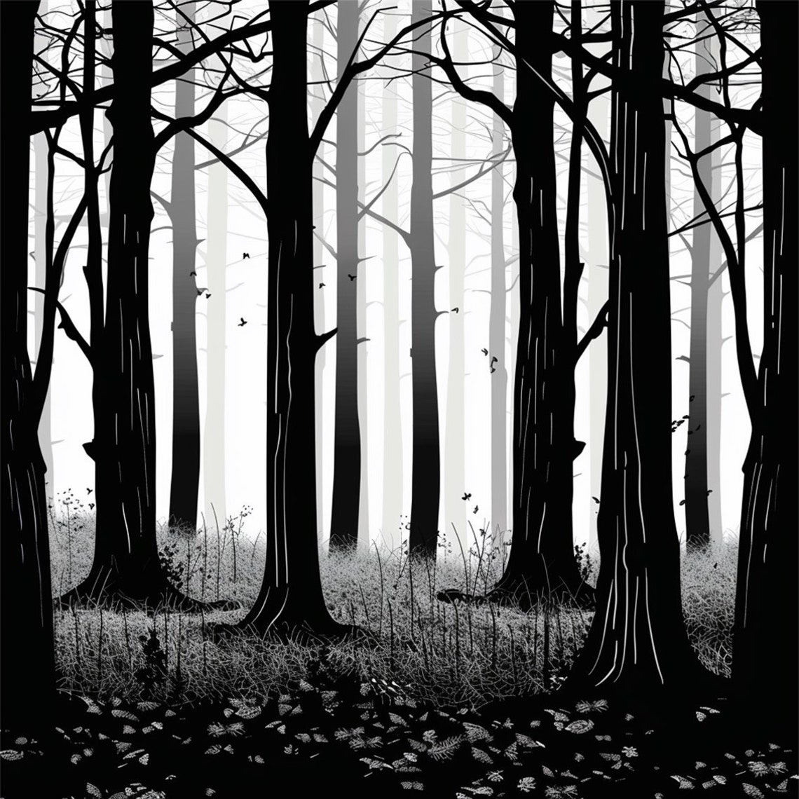 24 Enchanted Forest Silhouette Clipart Mystical Woodland Trees Art Il 1140xN.6037557832 Froc