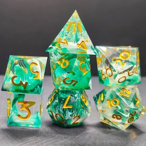 Forest Bloom Dice Set – Enchanted Woodland Resin Dice with Gift & Choice of Box, Pathfinder, TTRPG Dice, Dice for Dungeons and Dragons